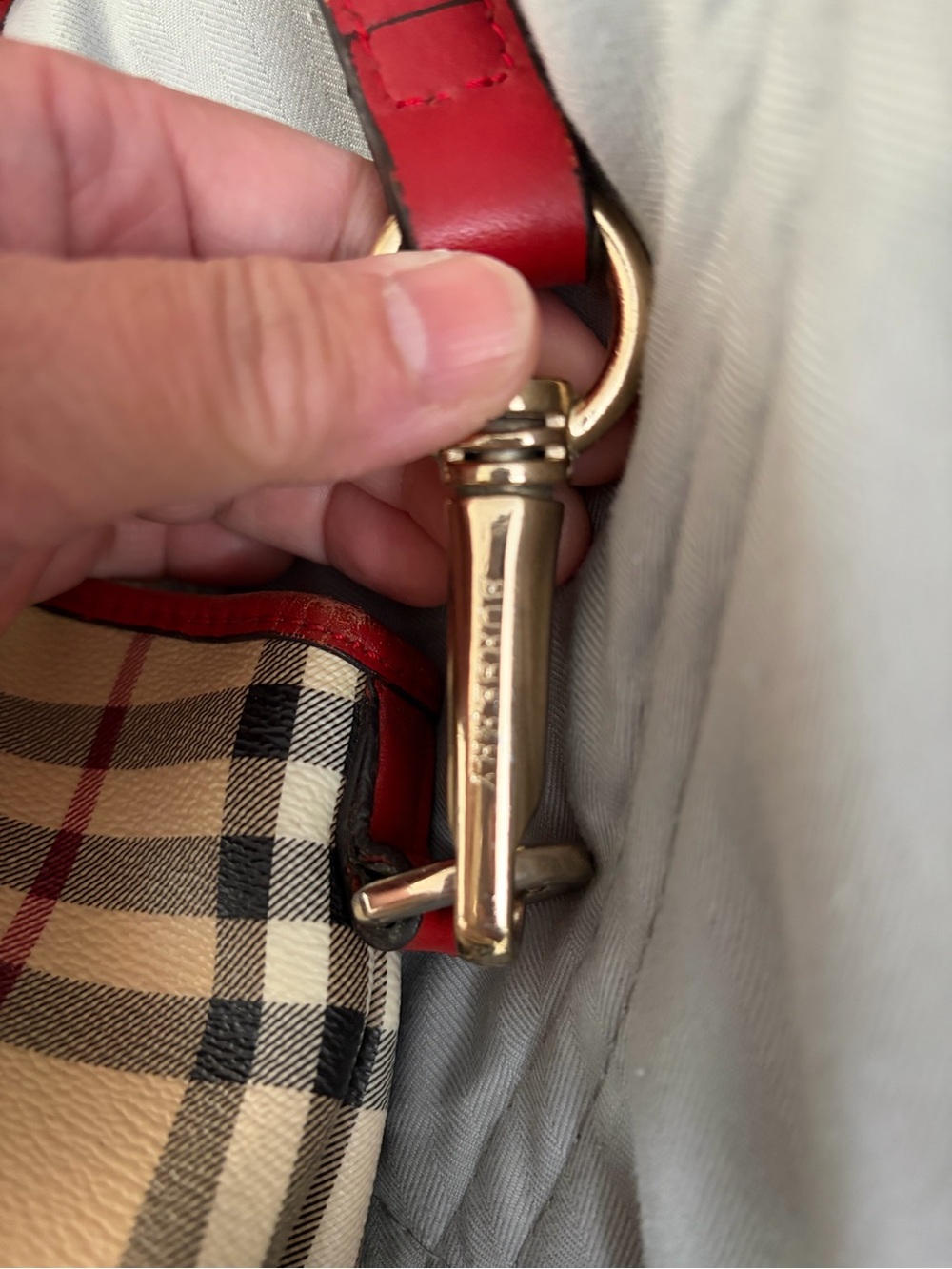 Burberry with Red Leather Trim crossbody - Picture 10 of 12